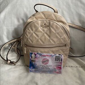 kate spade beige quilted leather mini backpack